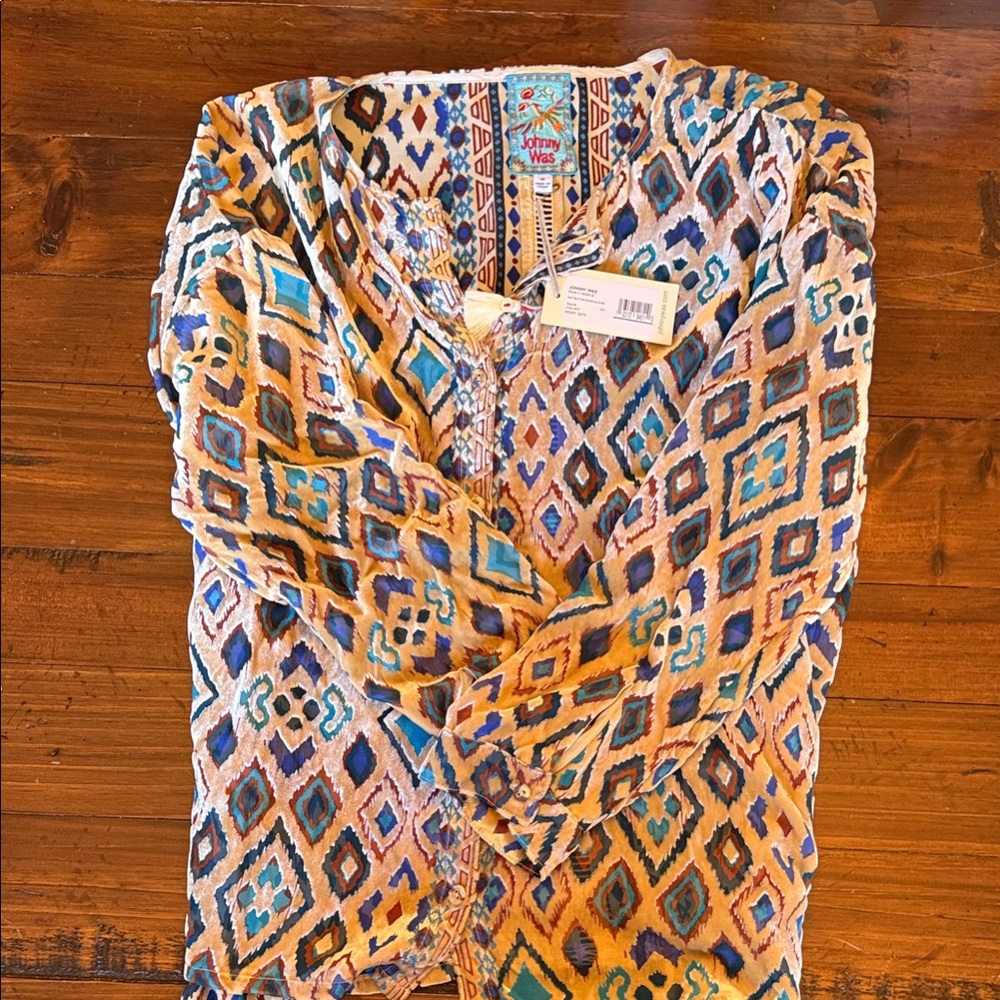 Johnny Was Multicolor Geometric Blouse